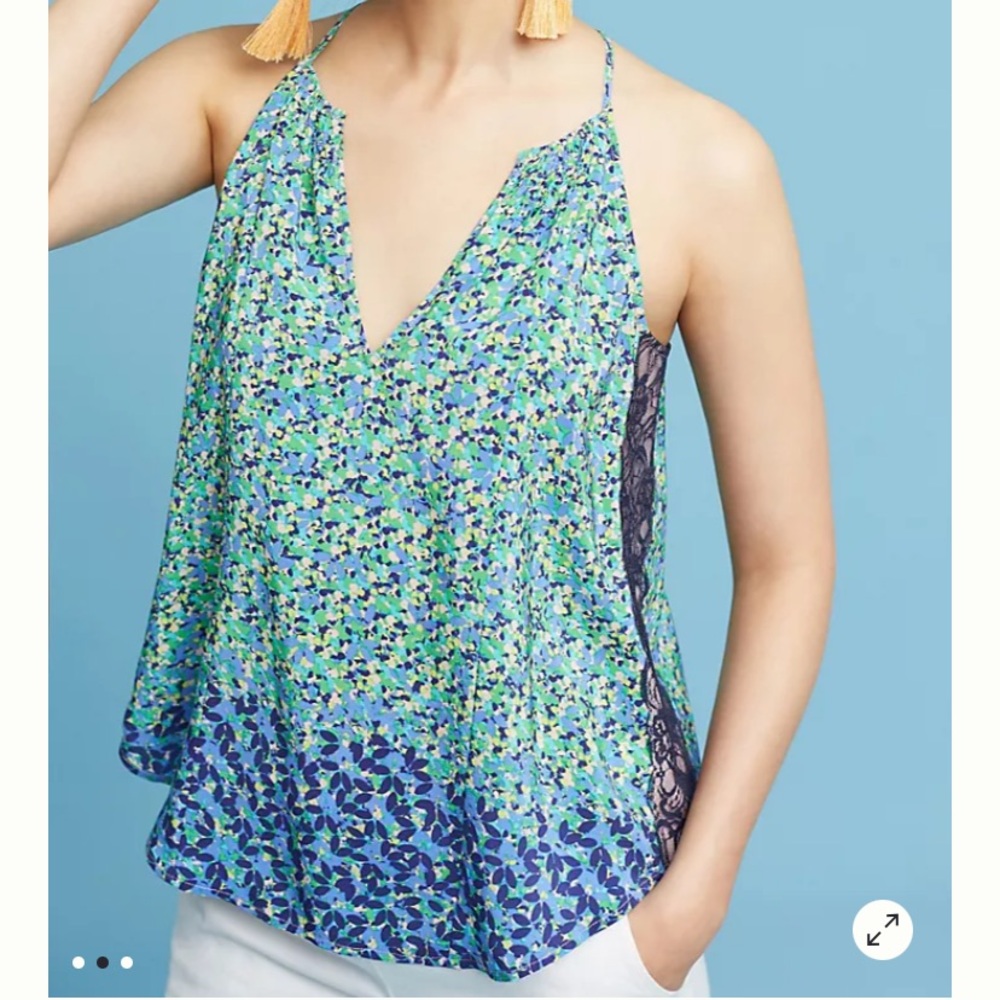 Anthropologie Maeve silk pintuck cami